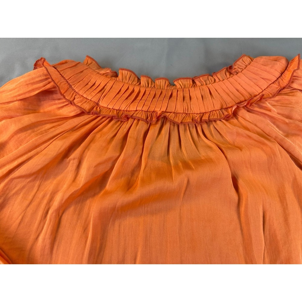 Joie Women XL Orange Peasant Blouse Ruffle Neck Boho Top Long Sleeve Peasant NWT - Picture 12 of 12